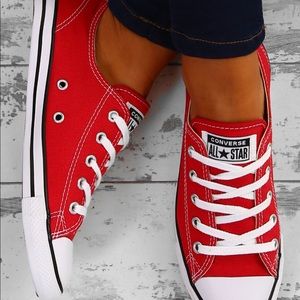 Red converse dainty chuck taylor shoes